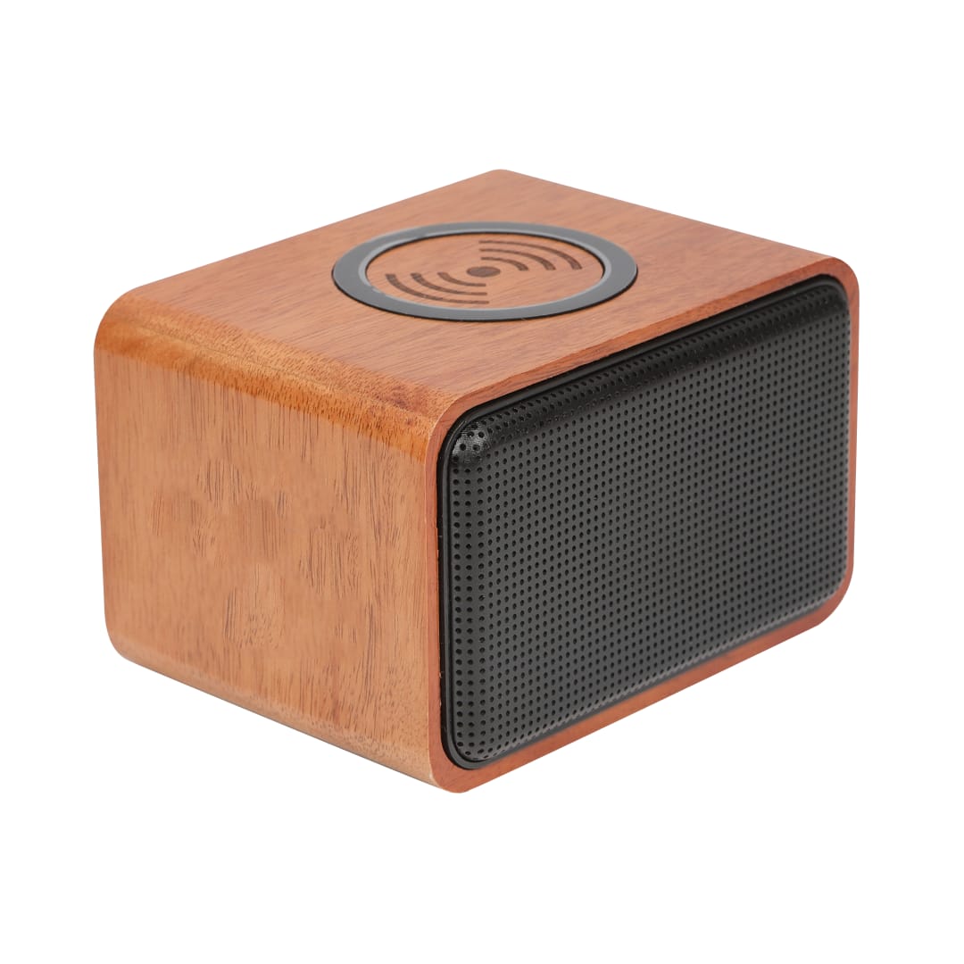 Wood Bluetooth Speaker with Wireless Charging Pad - 7197-05 Brown