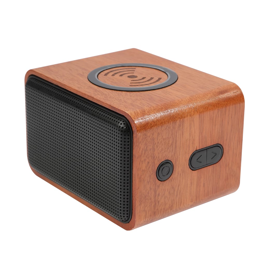 Wood Bluetooth Speaker with Wireless Charging Pad - 7197-05 Brown