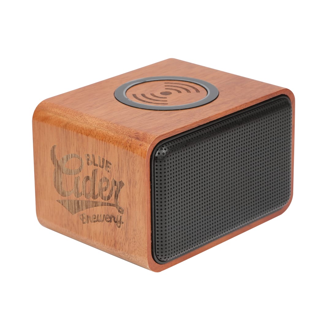 Wood Bluetooth Speaker with Wireless Charging Pad - 7197-05 Brown