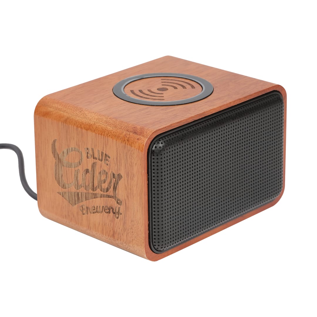 Wood Bluetooth Speaker with Wireless Charging Pad - 7197-05 Brown