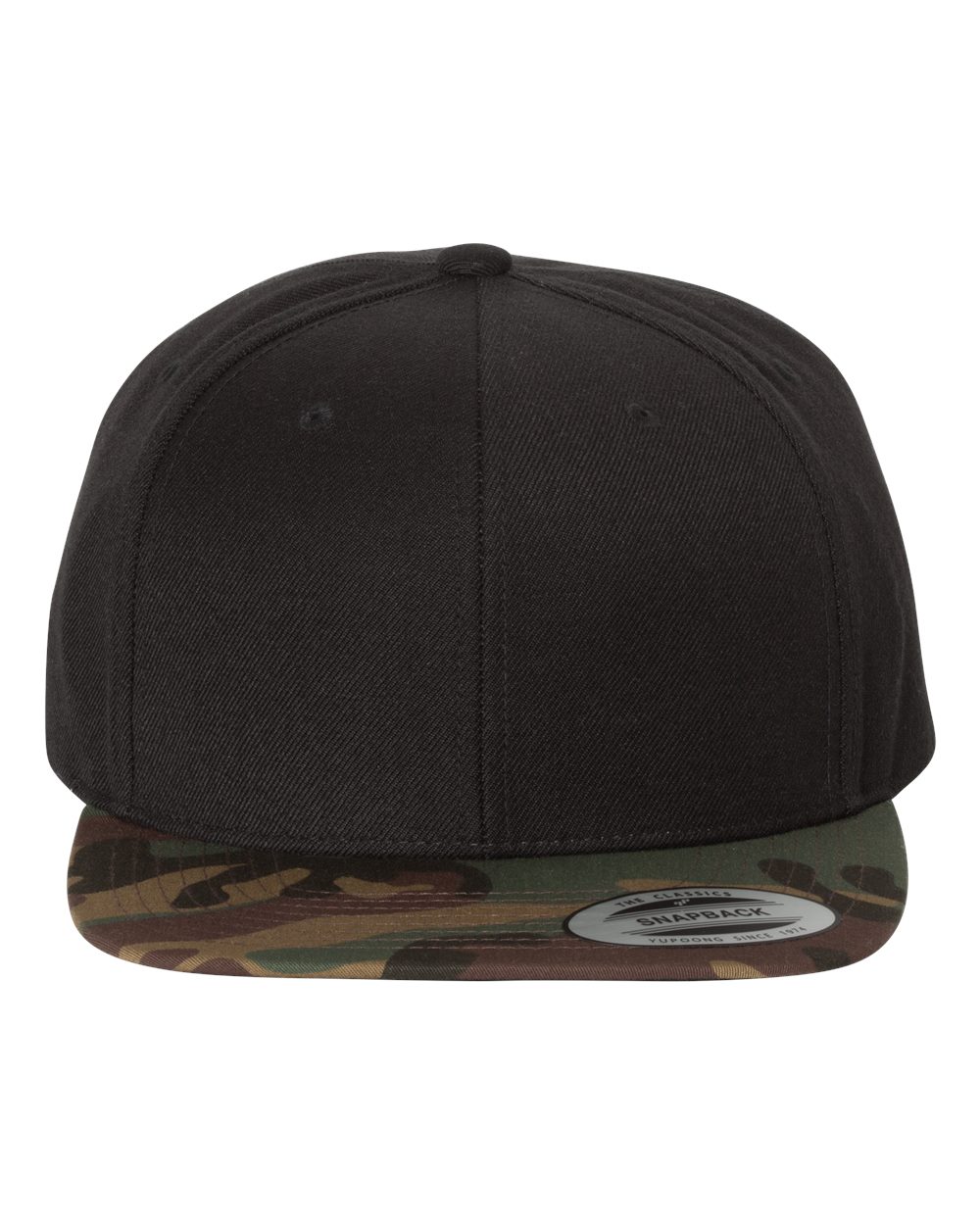 YP Classics Premium Flat Bill Snapback Cap - 6089M Black- Camo