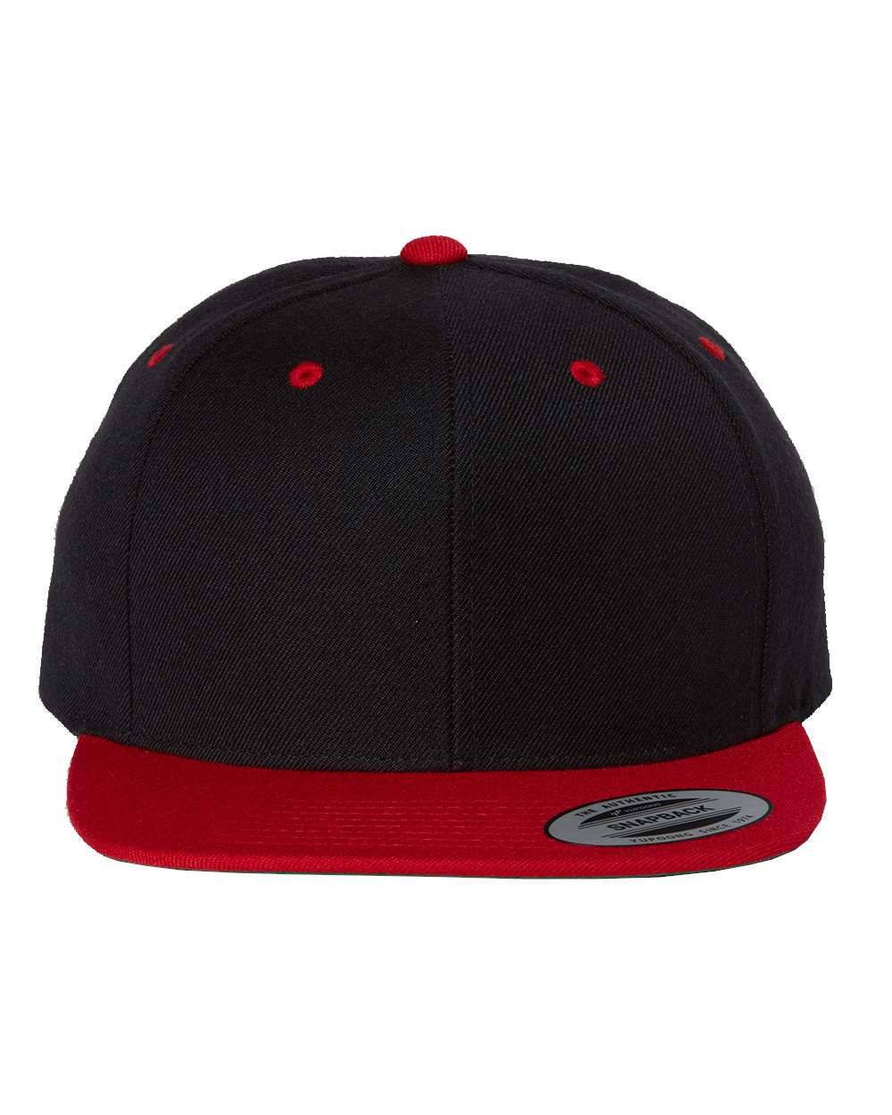 YP Classics Premium Flat Bill Snapback Cap - 6089M Black- Red