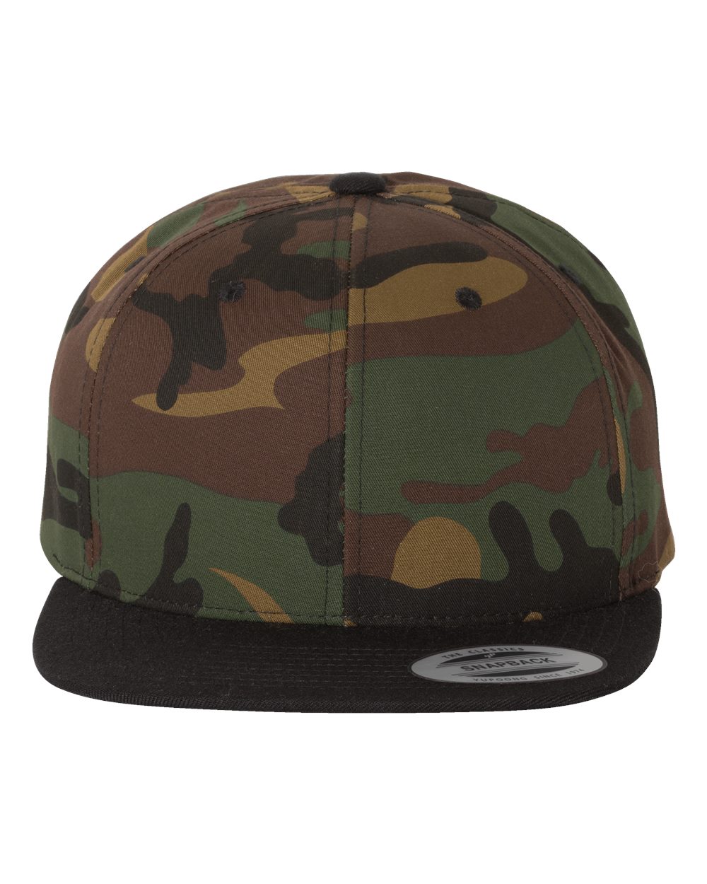 YP Classics Premium Flat Bill Snapback Cap - 6089M Camo- Black