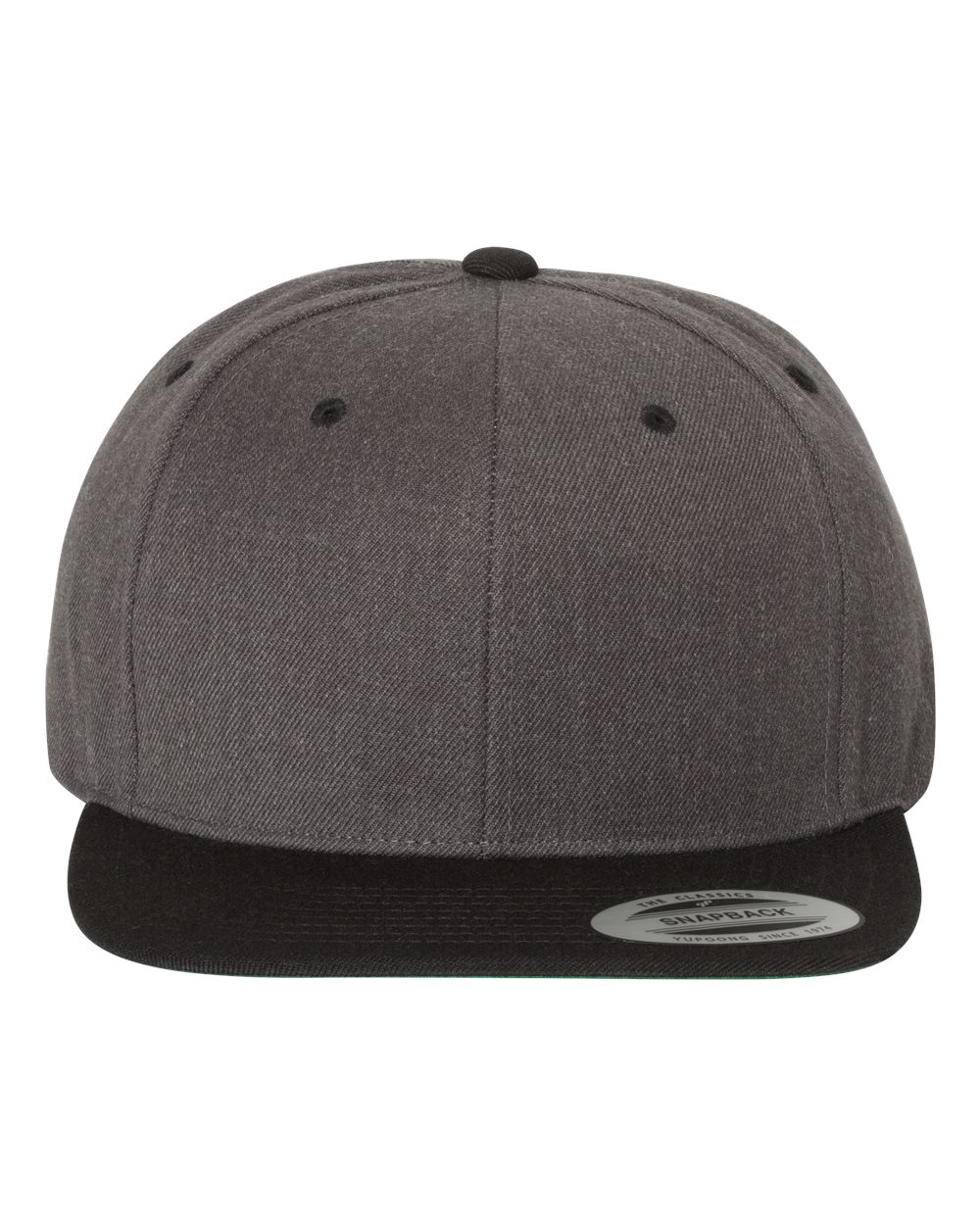 YP Classics Premium Flat Bill Snapback Cap - 6089M Dark Heather- Black