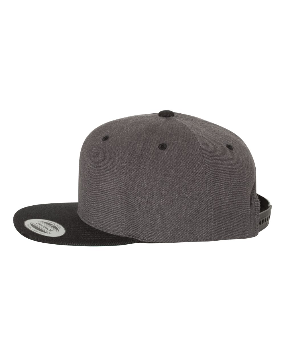 YP Classics Premium Flat Bill Snapback Cap - 6089M Dark Heather- Black