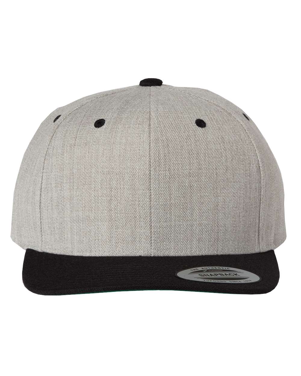 YP Classics Premium Flat Bill Snapback Cap - 6089M Heather- Black