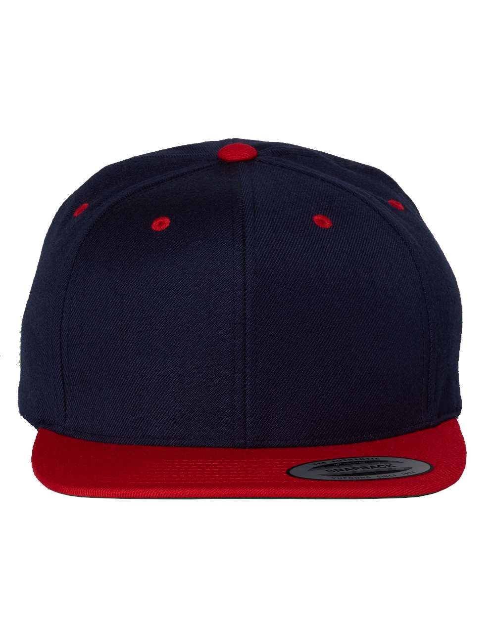 YP Classics Premium Flat Bill Snapback Cap - 6089M Navy- Red