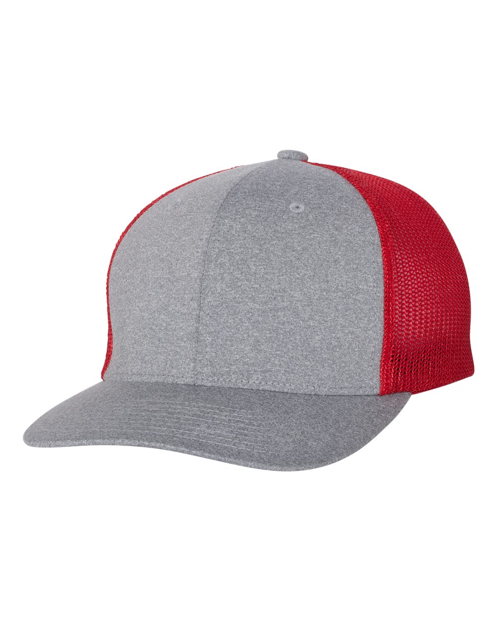 Flexfit Mélange Trucker Cap - 6311 Heather Grey- Red