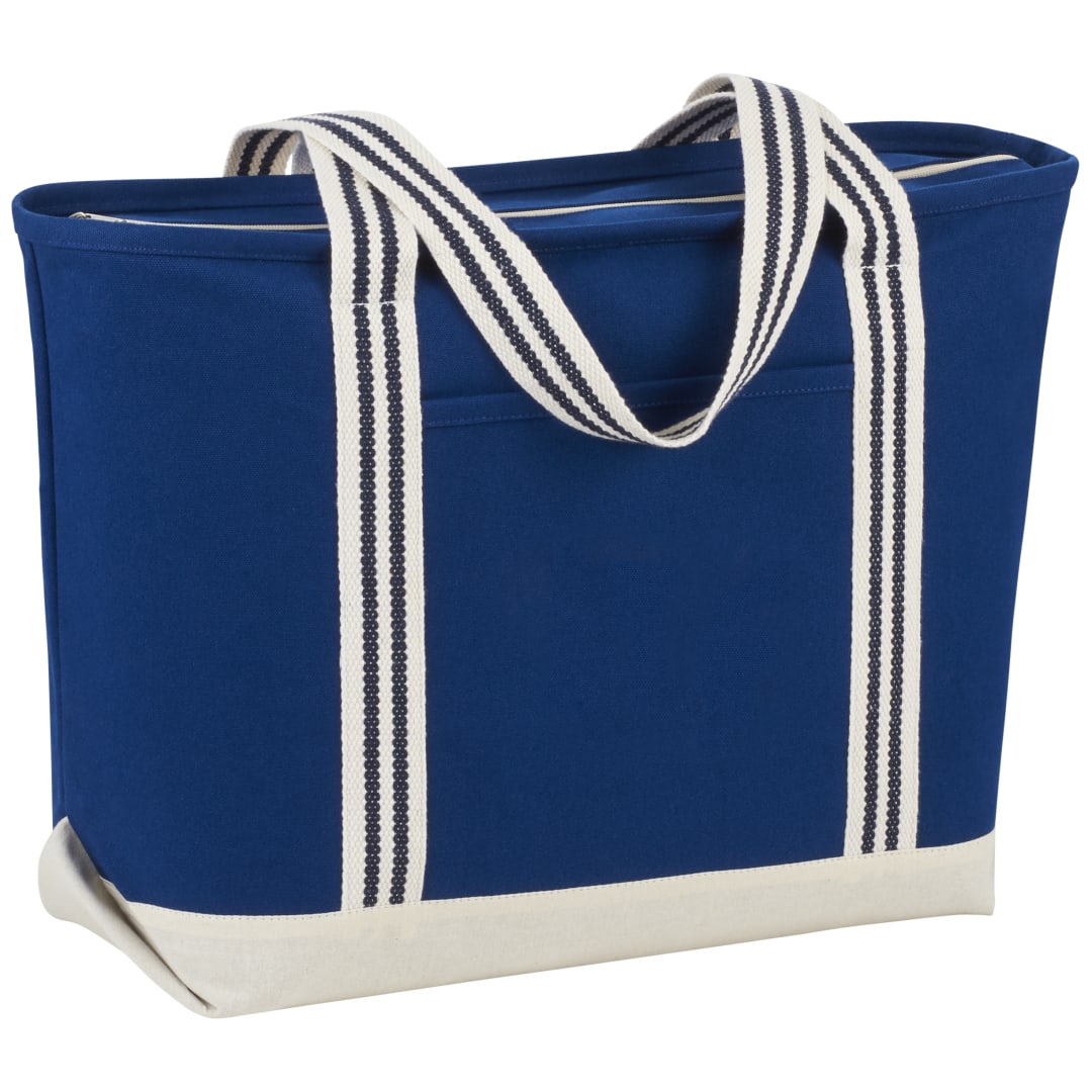 Atlantic Stripe 20oz Cotton Zippered Tote - 7900-32 Blue