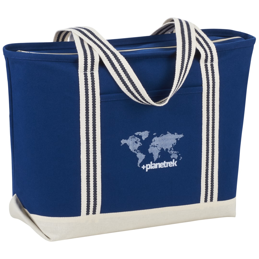 Atlantic Stripe 20oz Cotton Zippered Tote - 7900-32 Blue