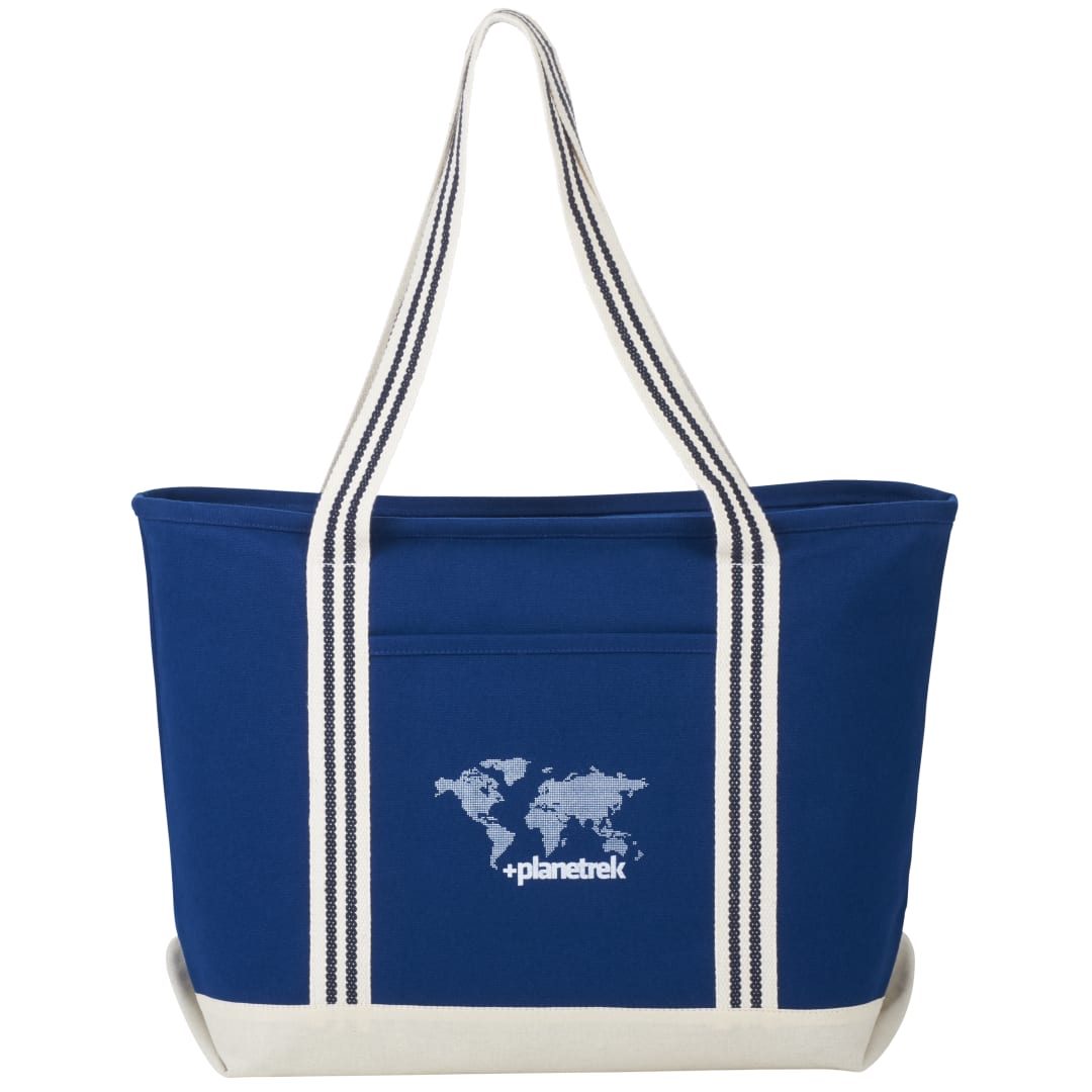 Atlantic Stripe 20oz Cotton Zippered Tote - 7900-32 Blue