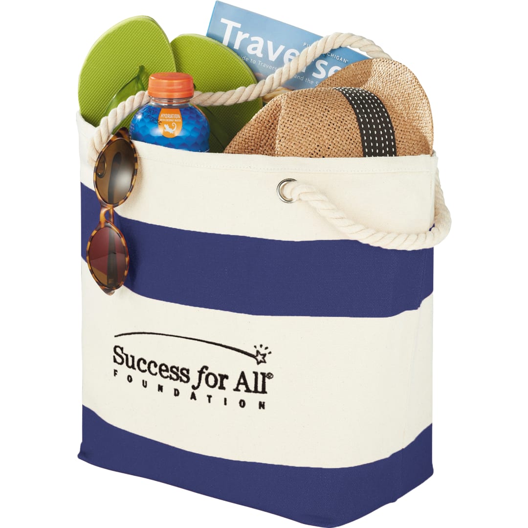 Capri Stripes 12oz Cotton Canvas Shopper Tote - 7900-40 Blue