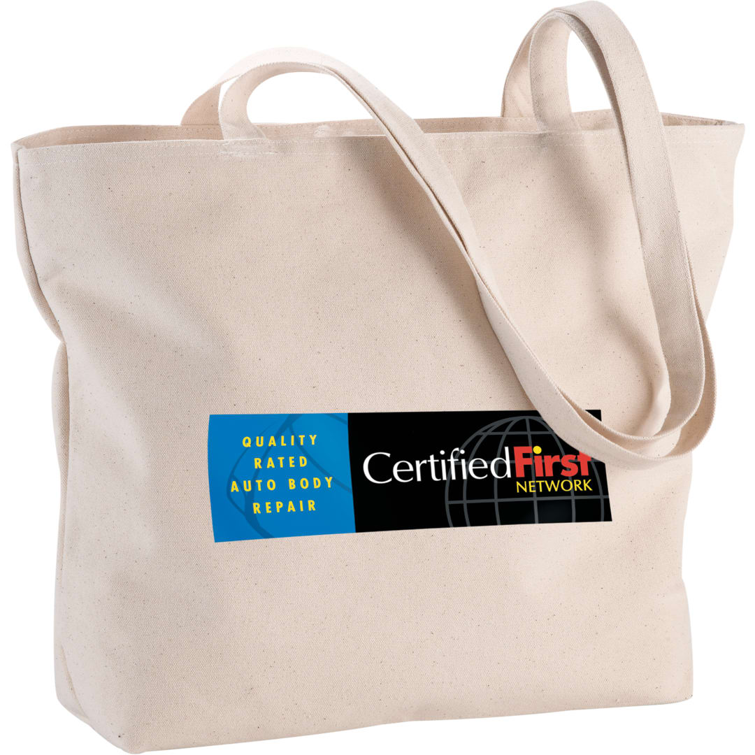 Zippered 12oz Cotton Canvas Shopper Tote - 7900-46 Natural