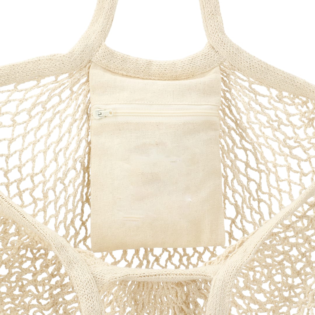 Riviera Cotton Mesh Market Bag w/Zippered Pouch - 7900-96 Natural