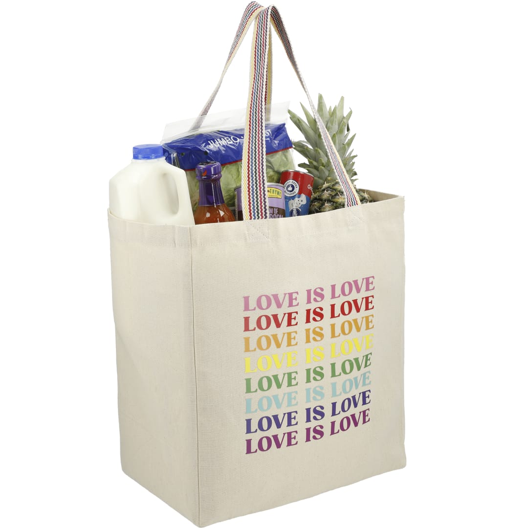 Rainbow Recycled 6oz Cotton Grocery Tote - 7901-03 Natural