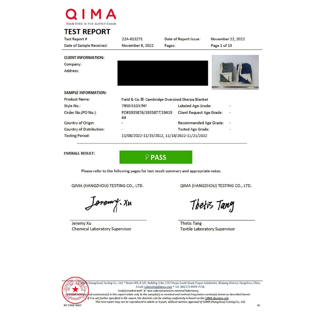 Field & Co. Field & Co.® Cambridge Oversized Sherpa Blanket - 7950-51 Blue