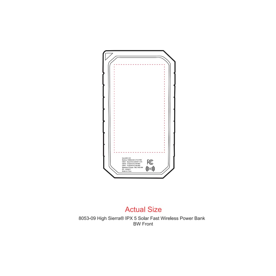 High Sierra High Sierra® IPX 5 Solar Fast Wireless Power Bank - 8053-09 Black