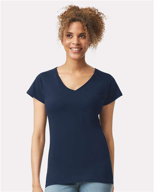Gildan Women's Softstyle® V-Neck T-Shirt - 64V00L Navy