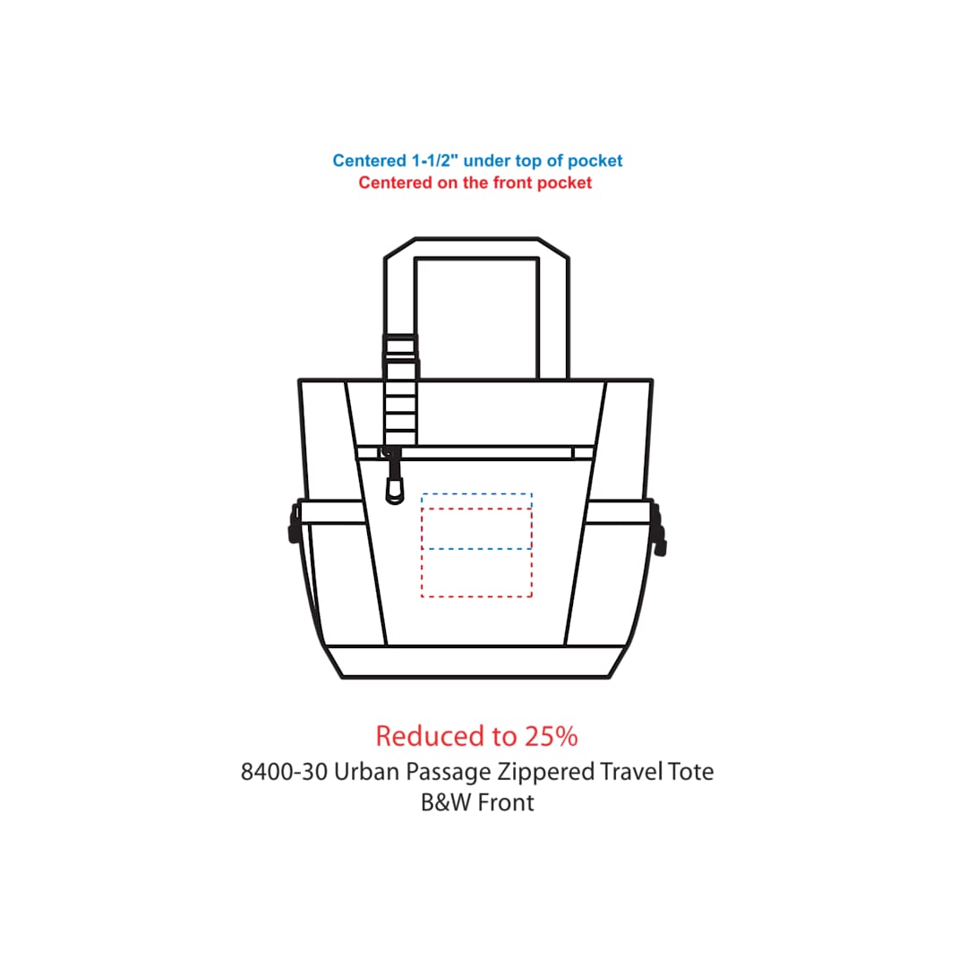 Urban Passage Zippered Travel Business Tote - 8400-30 Black