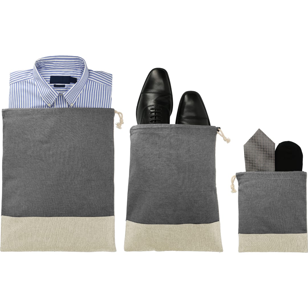 Split Recycled 3pc Travel Pouch Set - 8700-02 Black