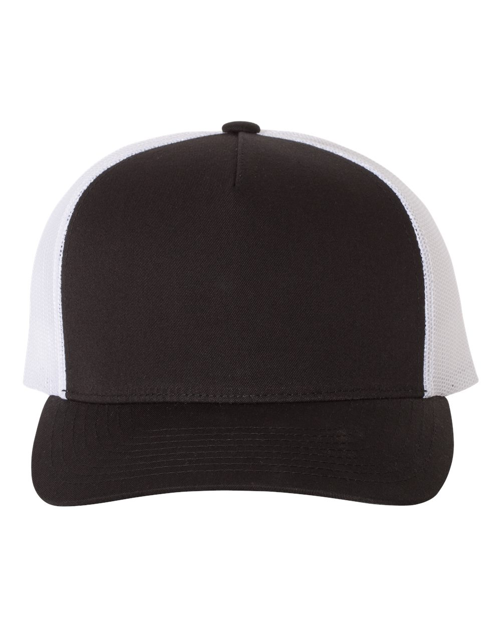 YP Classics Five-Panel Retro Trucker Cap - 6506 - 6506S Black- White