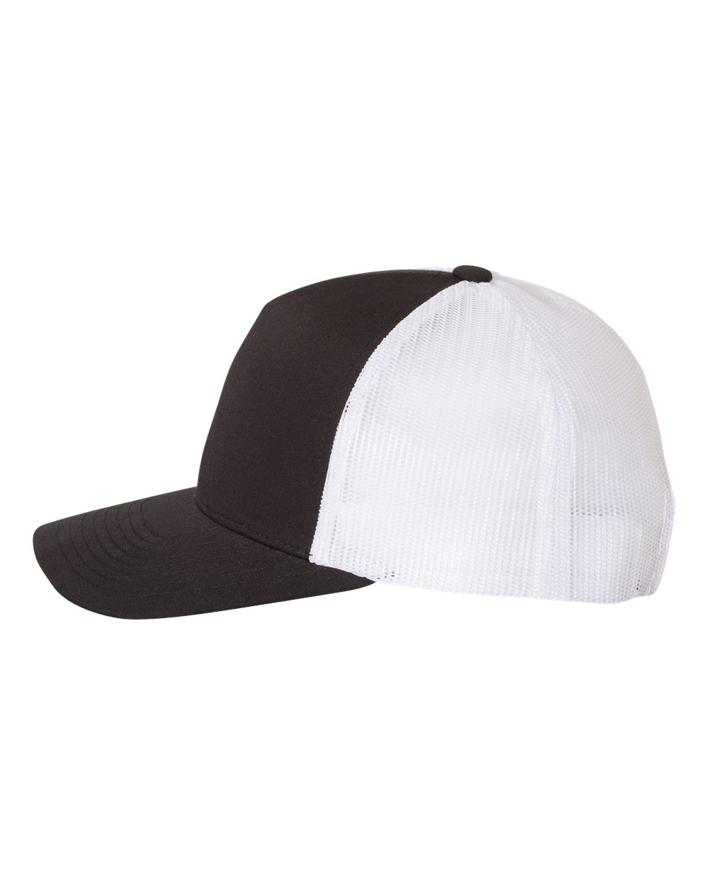 YP Classics Five-Panel Retro Trucker Cap - 6506 - 6506S Black- White