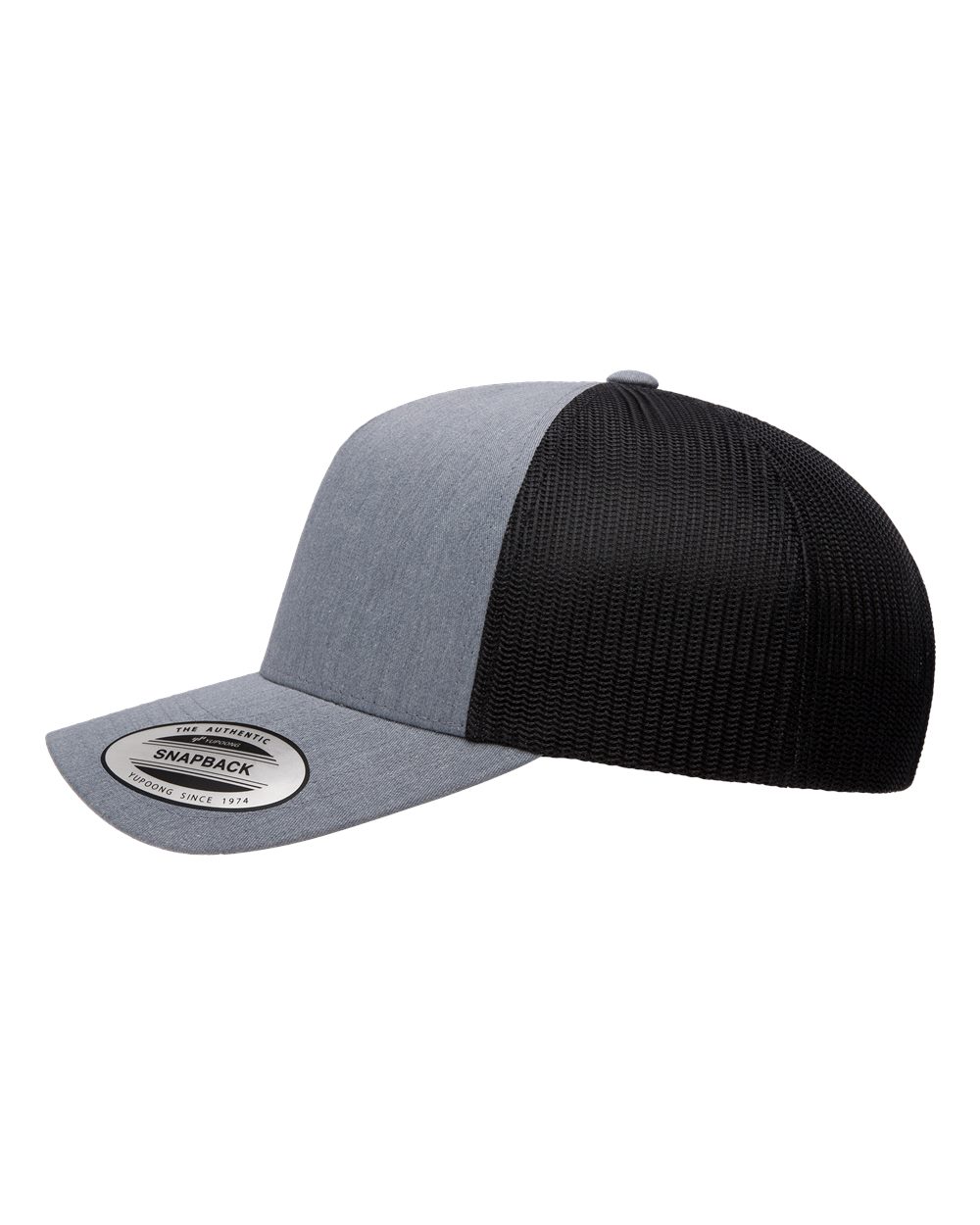 YP Classics Five-Panel Retro Trucker Cap - 6506 - 6506S Heather- Black