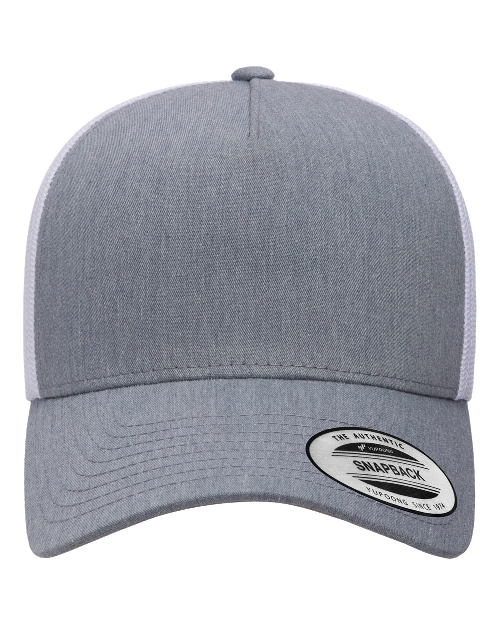 YP Classics Five-Panel Retro Trucker Cap - 6506 - 6506S Heather- White