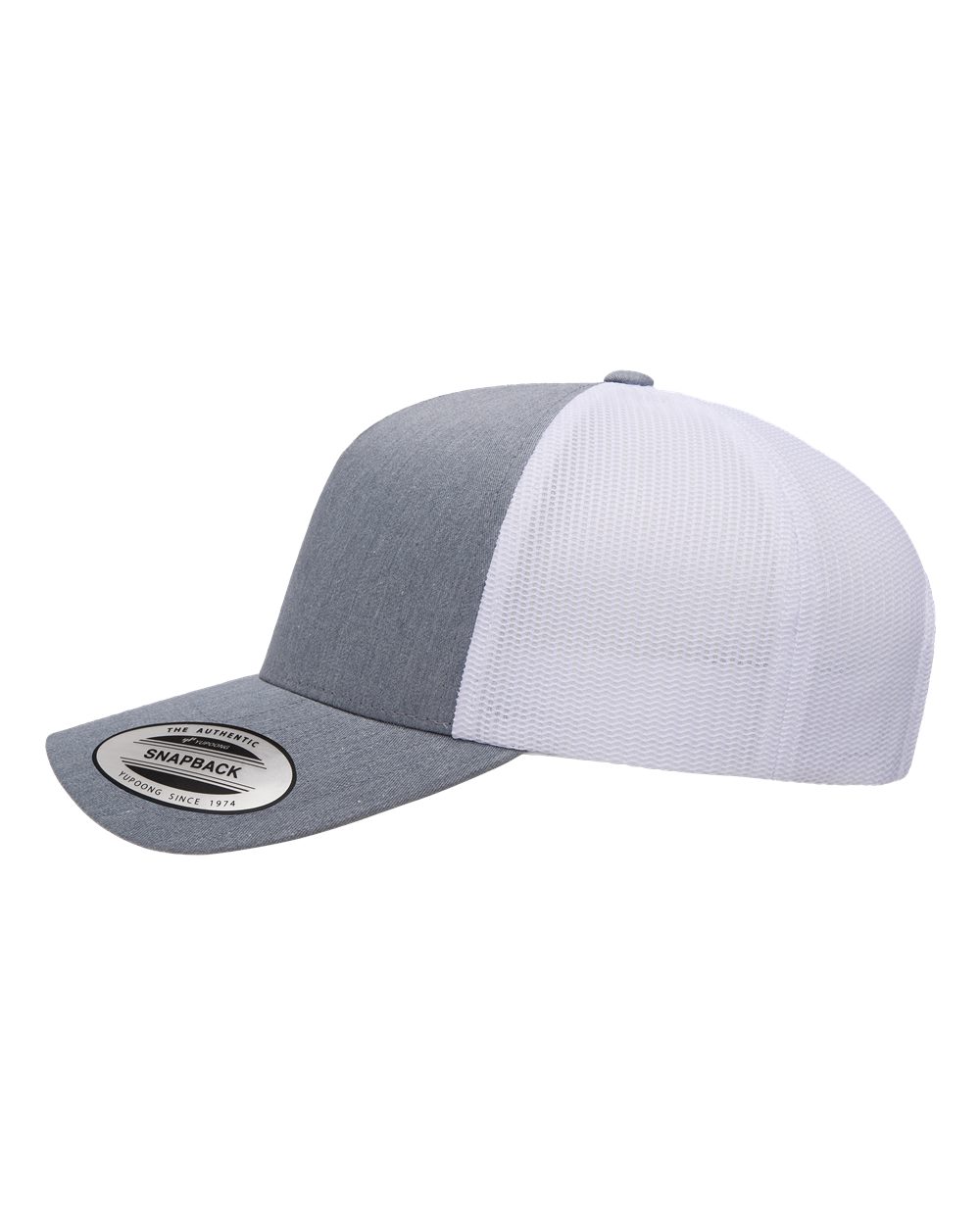 YP Classics Five-Panel Retro Trucker Cap - 6506 - 6506S Heather- White
