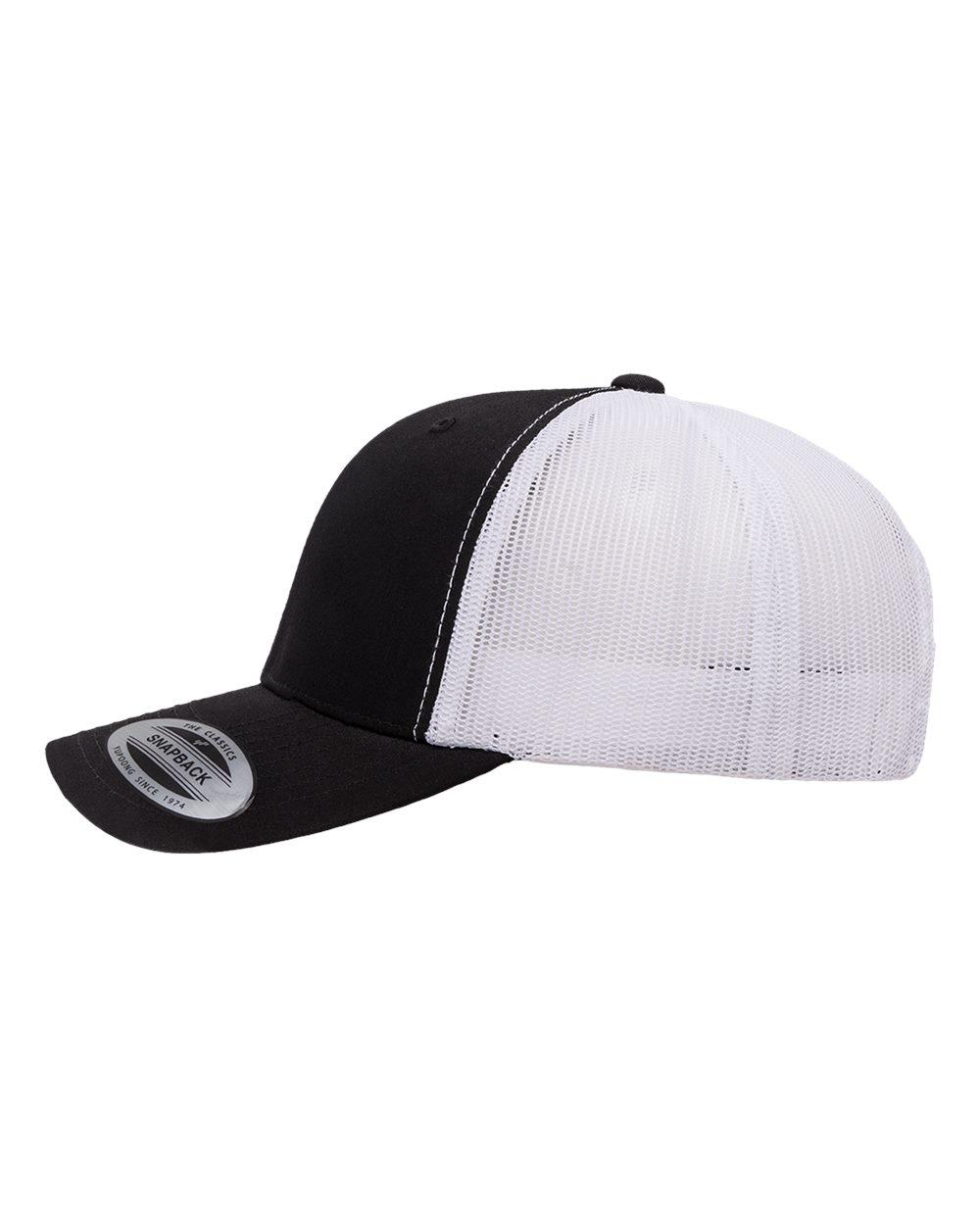 YP Classics Retro Trucker Cap - 6606 Black- White