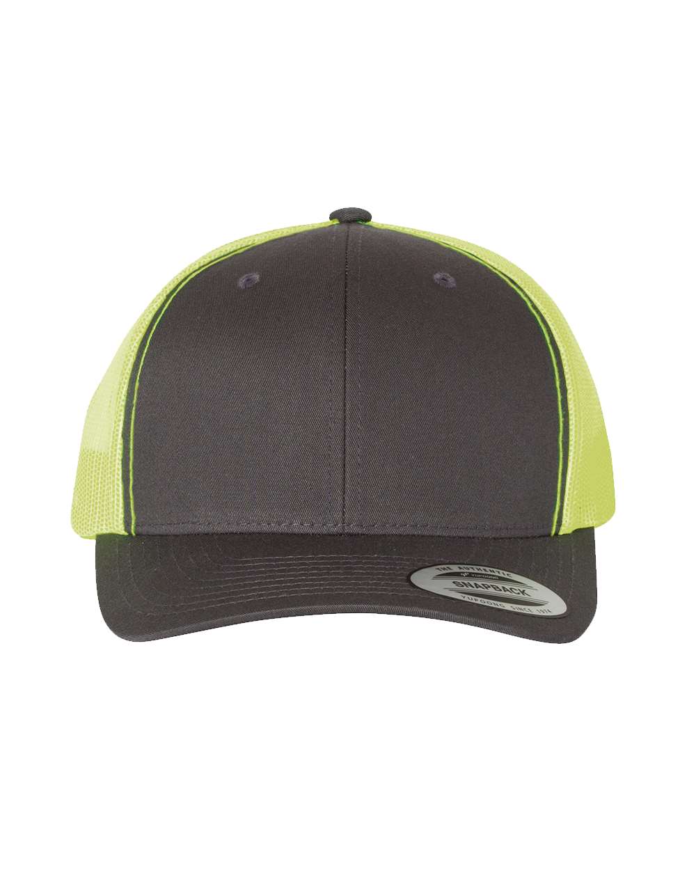 YP Classics Retro Trucker Cap - 6606 Charcoal- Neon Green