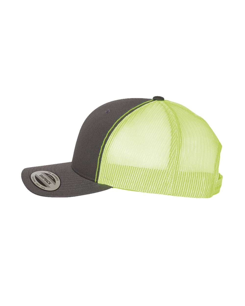 YP Classics Retro Trucker Cap - 6606 Charcoal- Neon Green