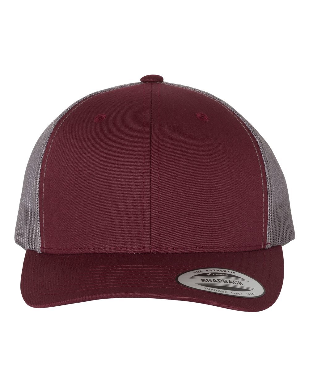 YP Classics Retro Trucker Cap - 6606 Maroon- Grey