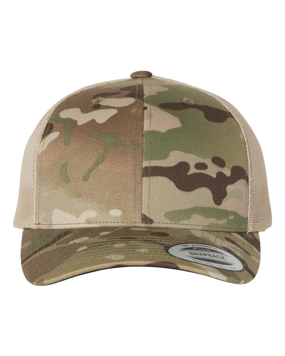YP Classics Retro Trucker Cap - 6606 Multicam Green- Khaki