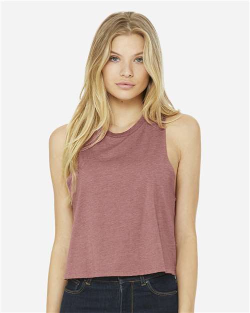 BELLA + CANVAS Women's Racerback Crop Tank - 6682 Heather Mauve