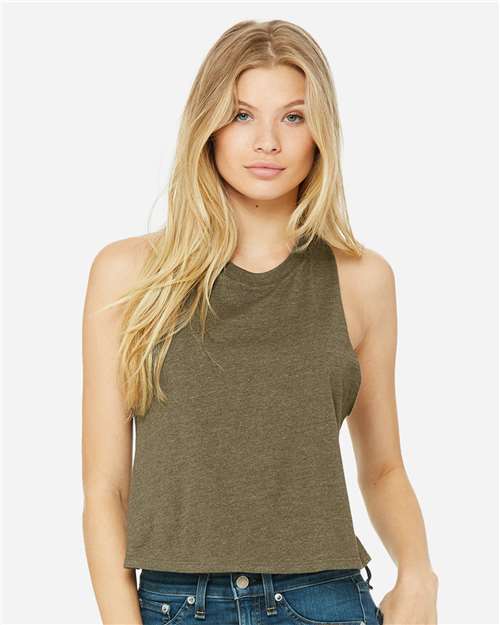 BELLA + CANVAS Women's Racerback Crop Tank - 6682 Heather Olive