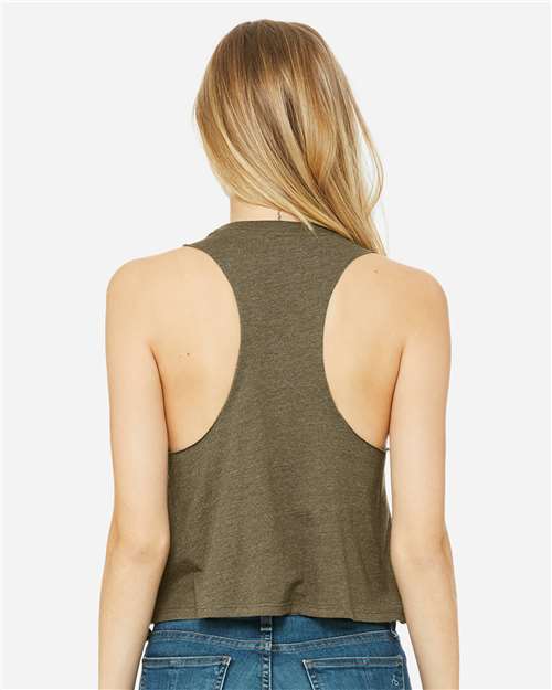 BELLA + CANVAS Women's Racerback Crop Tank - 6682 Heather Olive