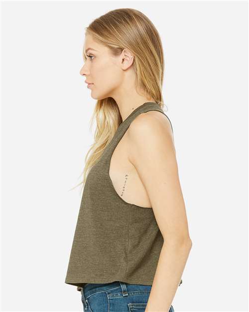 BELLA + CANVAS Women's Racerback Crop Tank - 6682 Heather Olive