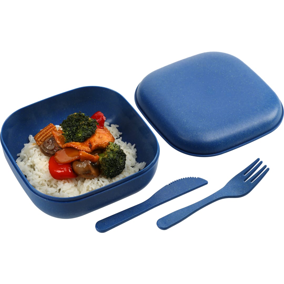 Wheat Straw Food Storage with Utensils - SM-2226 Blue
