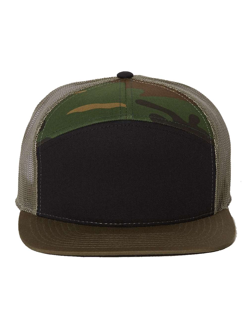 Richardson Seven-Panel Trucker Cap - 168 - 168CD Black- Camo- Loden