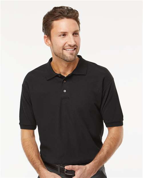 M&O Ring-Spun Piqué Polo - 7002 - 7002M Black