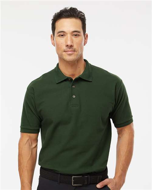 M&O Ring-Spun Piqué Polo - 7002 - 7002M New Forest Green