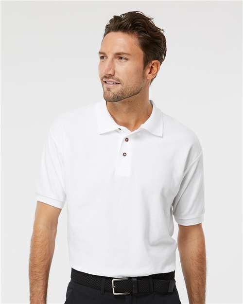 M&O Ring-Spun Piqué Polo - 7002 - 7002M White