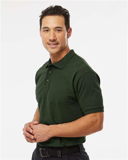 M&O Ring-Spun Piqué Polo - 7002 - 7002M New Forest Green