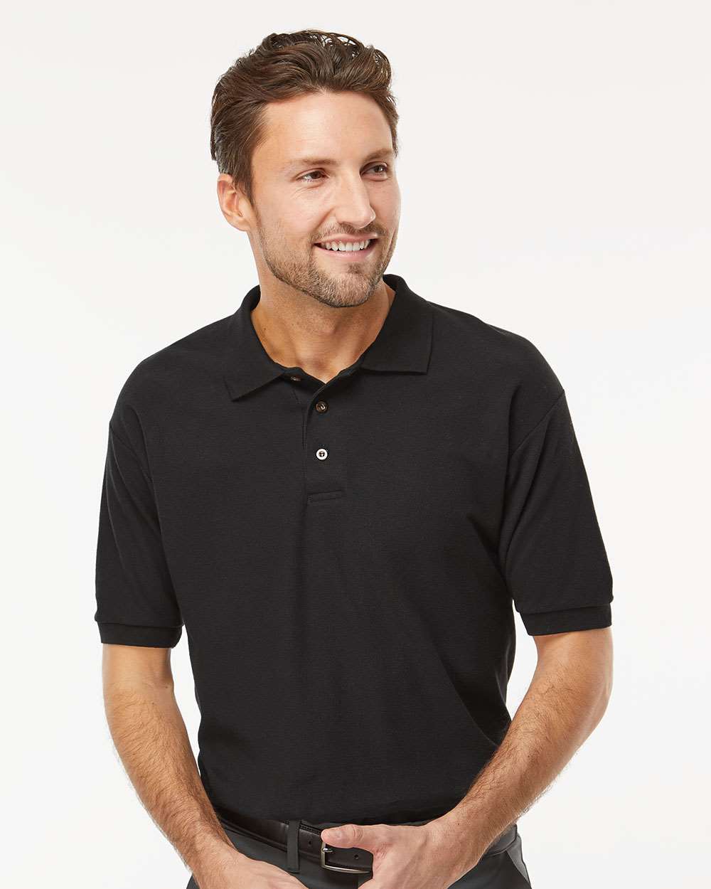 M&O Ring-Spun Piqué Polo - 7002 - 7002M Black