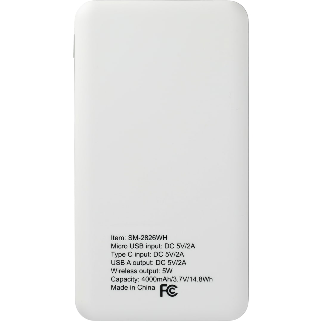 Axial 4000 mAh Wireless Power Bank - SM-2826 White