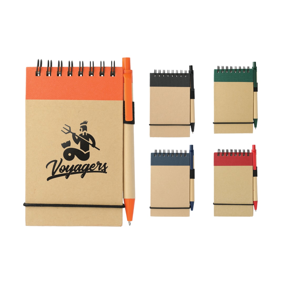 Bullet 5" x 4" Recycled Spiral Jotter with Pen - SM-3429 Orange