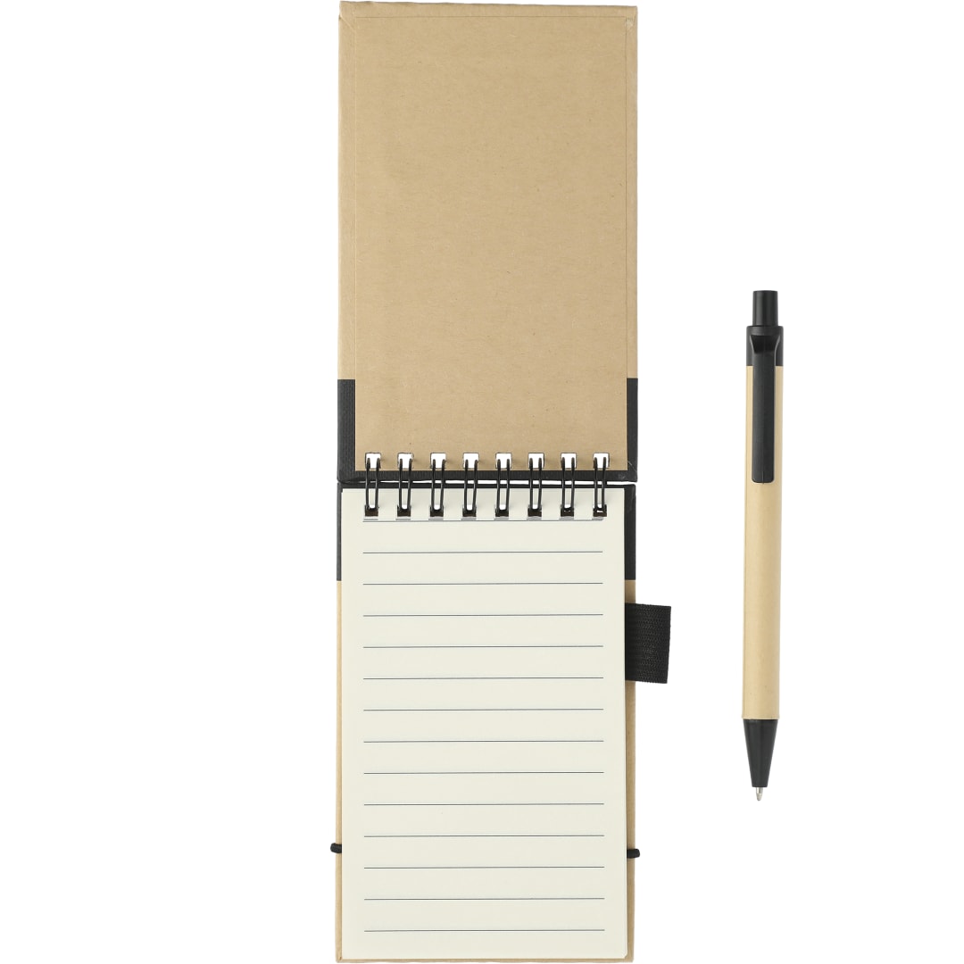 Bullet 5" x 4" Recycled Spiral Jotter with Pen - SM-3429 Black