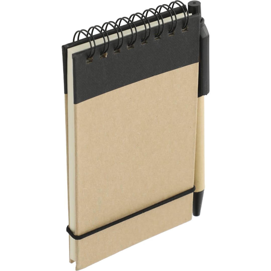 Bullet 5" x 4" Recycled Spiral Jotter with Pen - SM-3429 Black