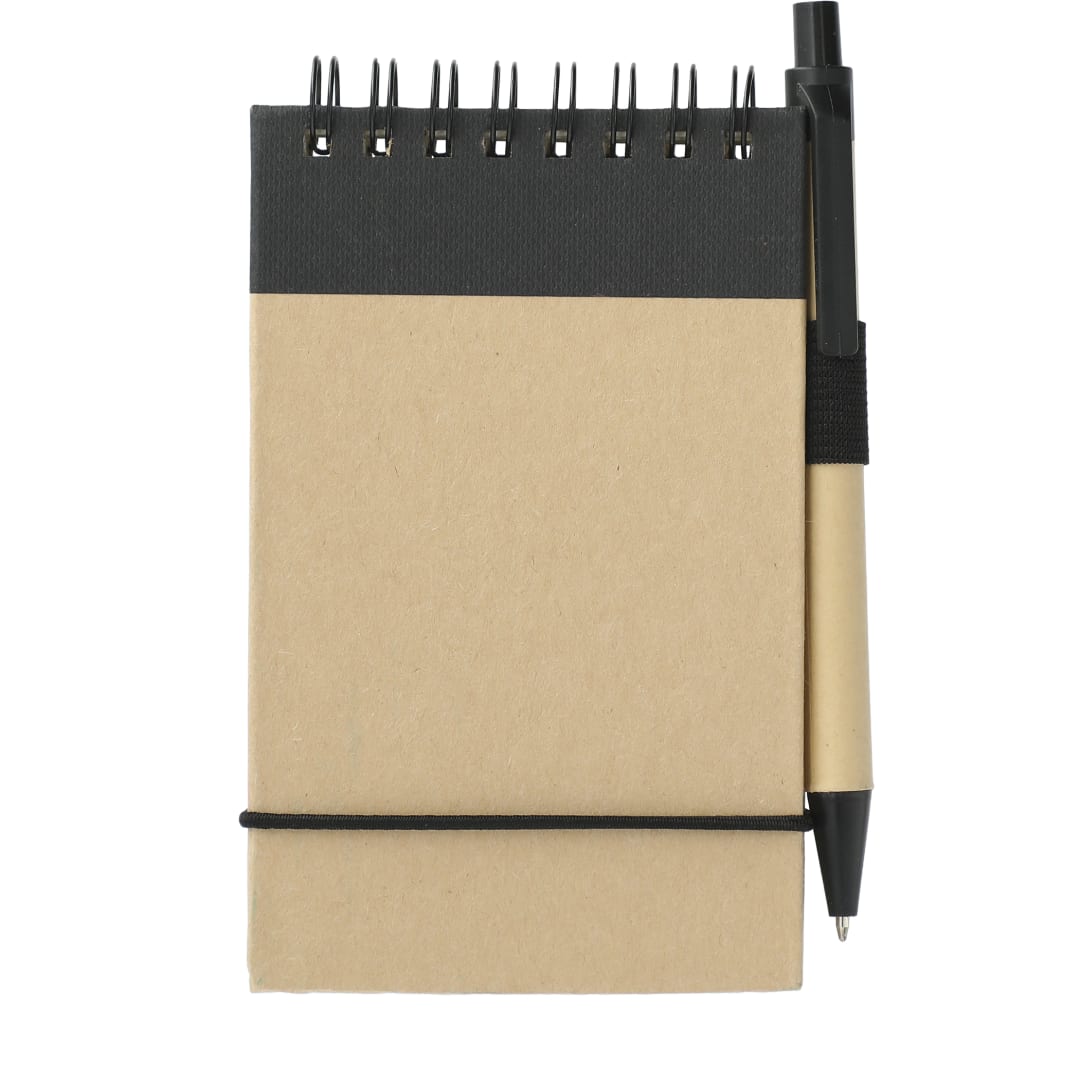 Bullet 5" x 4" Recycled Spiral Jotter with Pen - SM-3429 Black